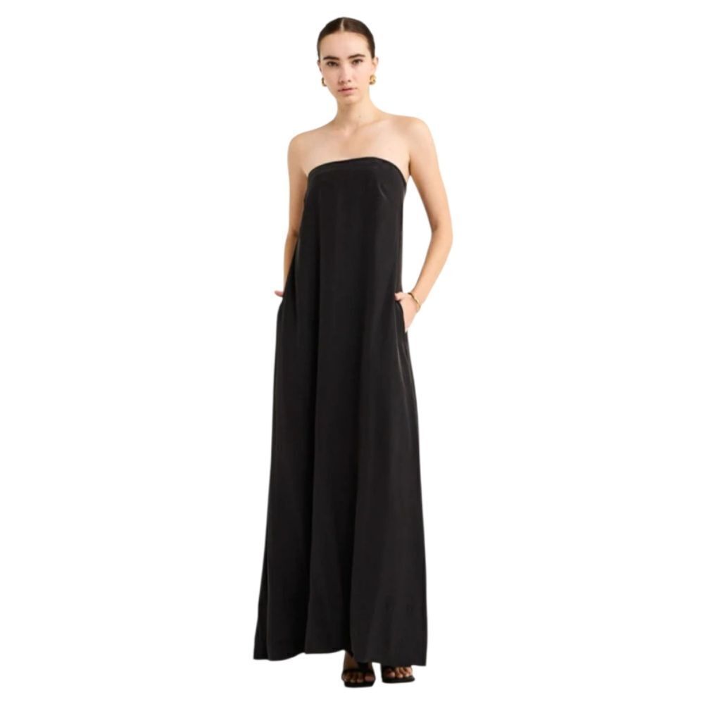 Ginger and Smart Silk Strapless Gown in Black Removable Straps Sleek NEW